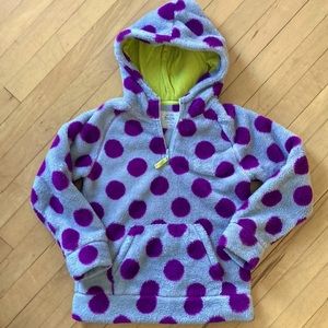 Girls MINI BODEN purple dot teddy Sherpa fleece hoodie pullover 9-10Y